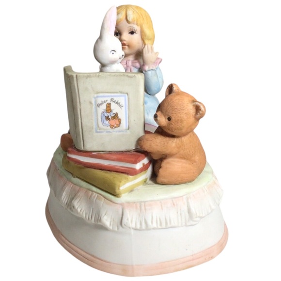 San Francisco Music Box Co Peter Rabbit Bedtime 
Porcelain Rotating Rabbit - Picture 3 of 6